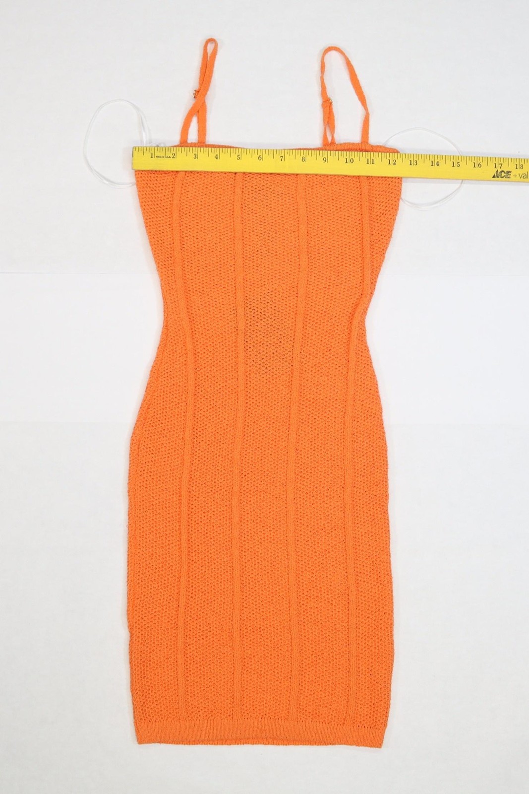 Hera Collection Dress Womens Small Orange Knit Bodycon Spaghetti Strap Ribbed