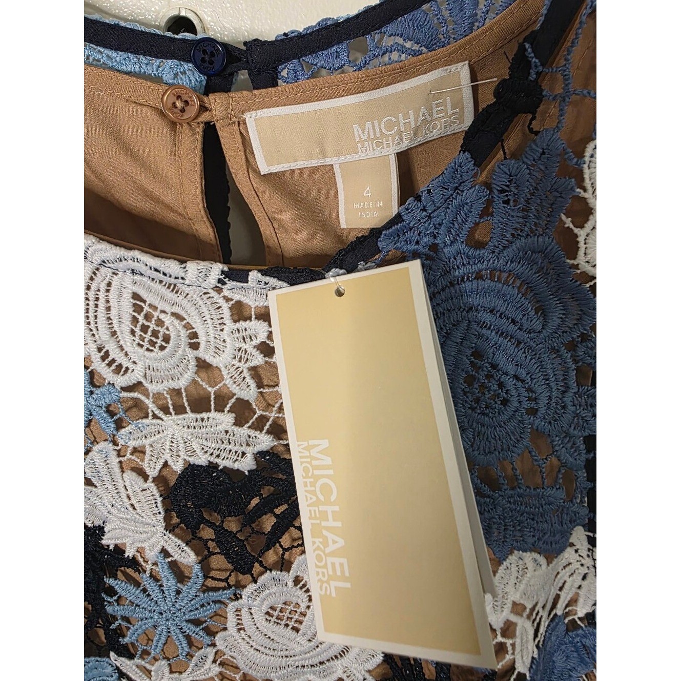 NWT Michael Kors Floral Lace Overlay Shift Dress Size 4