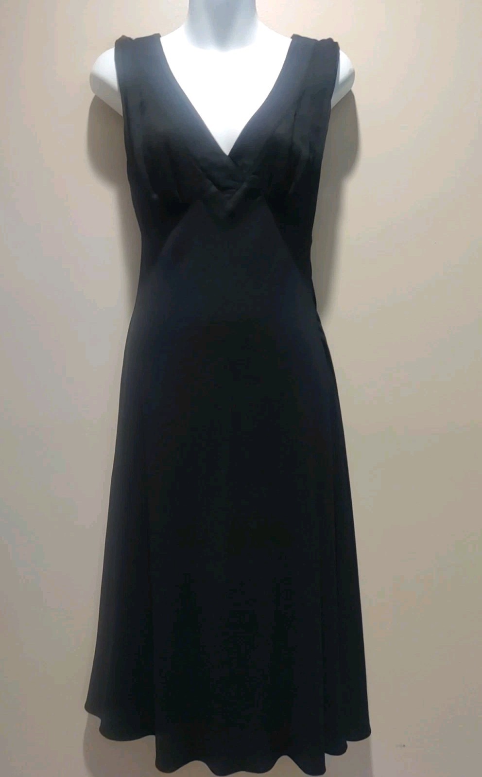catherine malandrino Black Sleeveless Wool Silk Sheer Back Zip Midi Dress Size 2