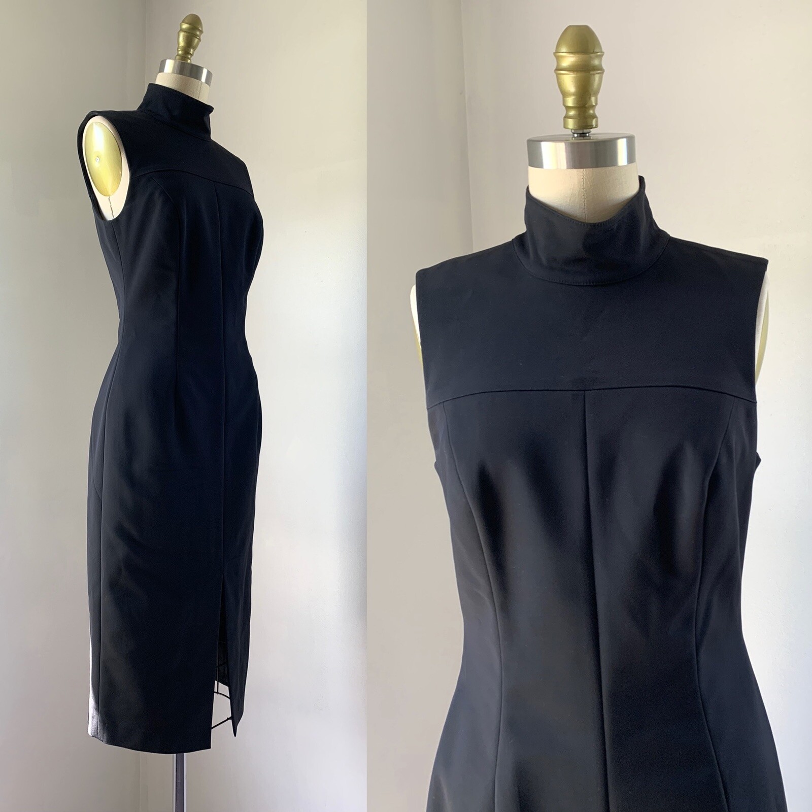 TY-LR Elonis Dress SMALL Black Midi Sheath Cocktail Sleeveless WF169178D Revolve