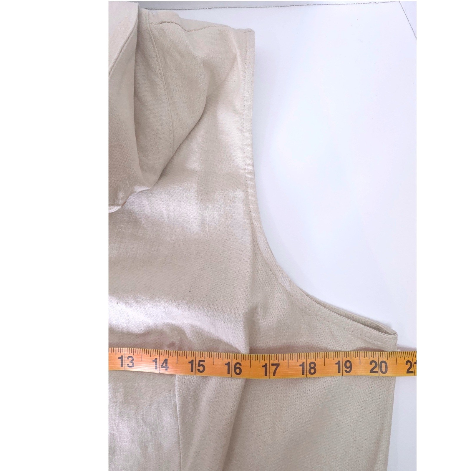 AA Studio Khaki Linen Blend Button Front Sleeveless Midi Shirtdress 16 RUN SMALL