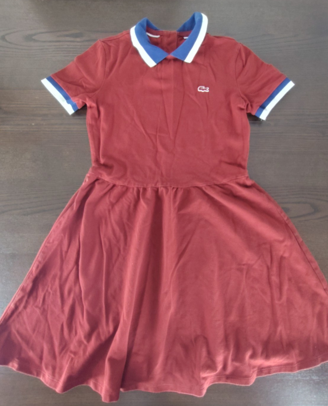 Lacoste Women’s Fit & Flare Polo Tennis Dress Bordeaux Short Sleeve ST48