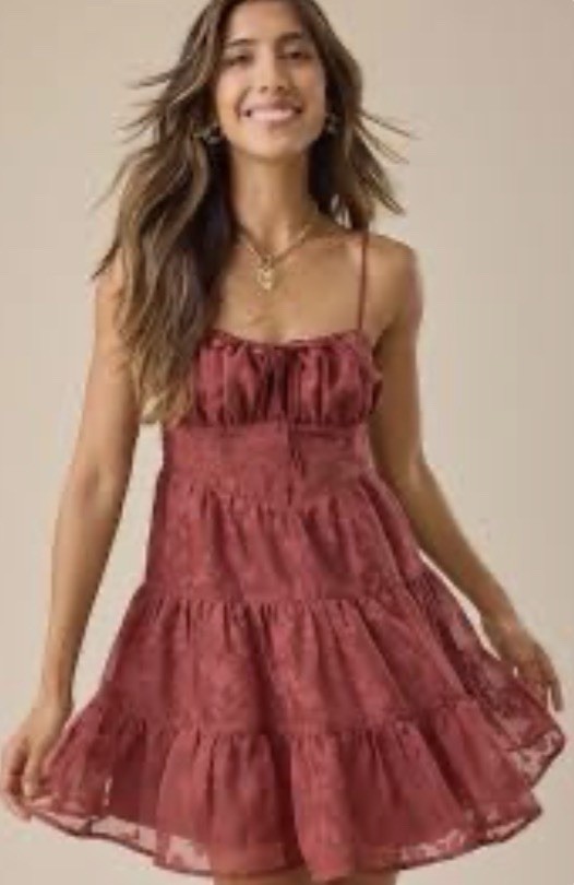 NWOT Alter’D State Evie Terracotta minidress With Tiered Ruffled Hem Size Large