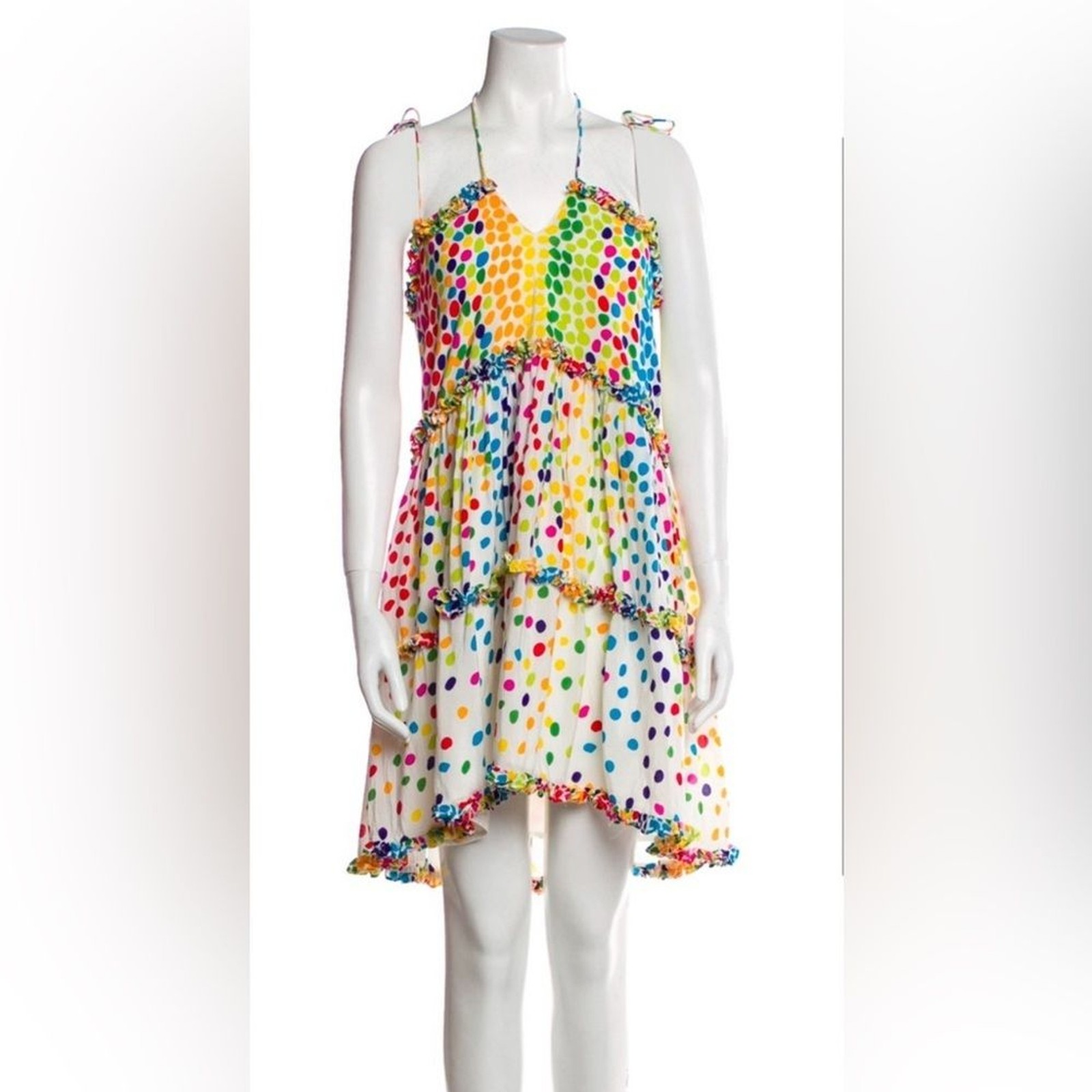 All Things Mochi Blessica Multicolor Bohemian Polka Dotted Mini Rainbow Dress