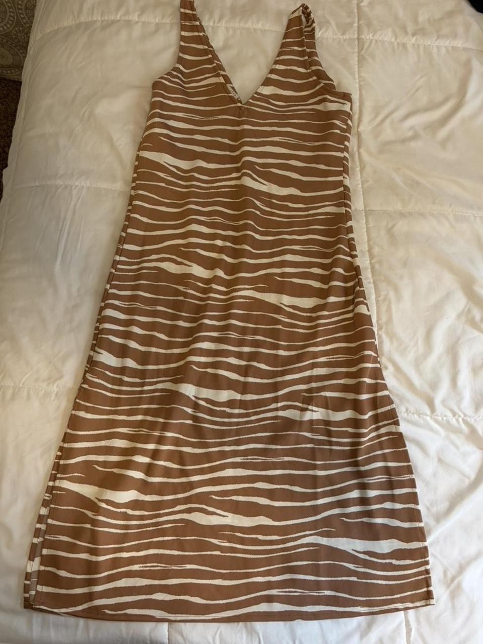 Brown and cream zebra print midi slip dress from A New Day