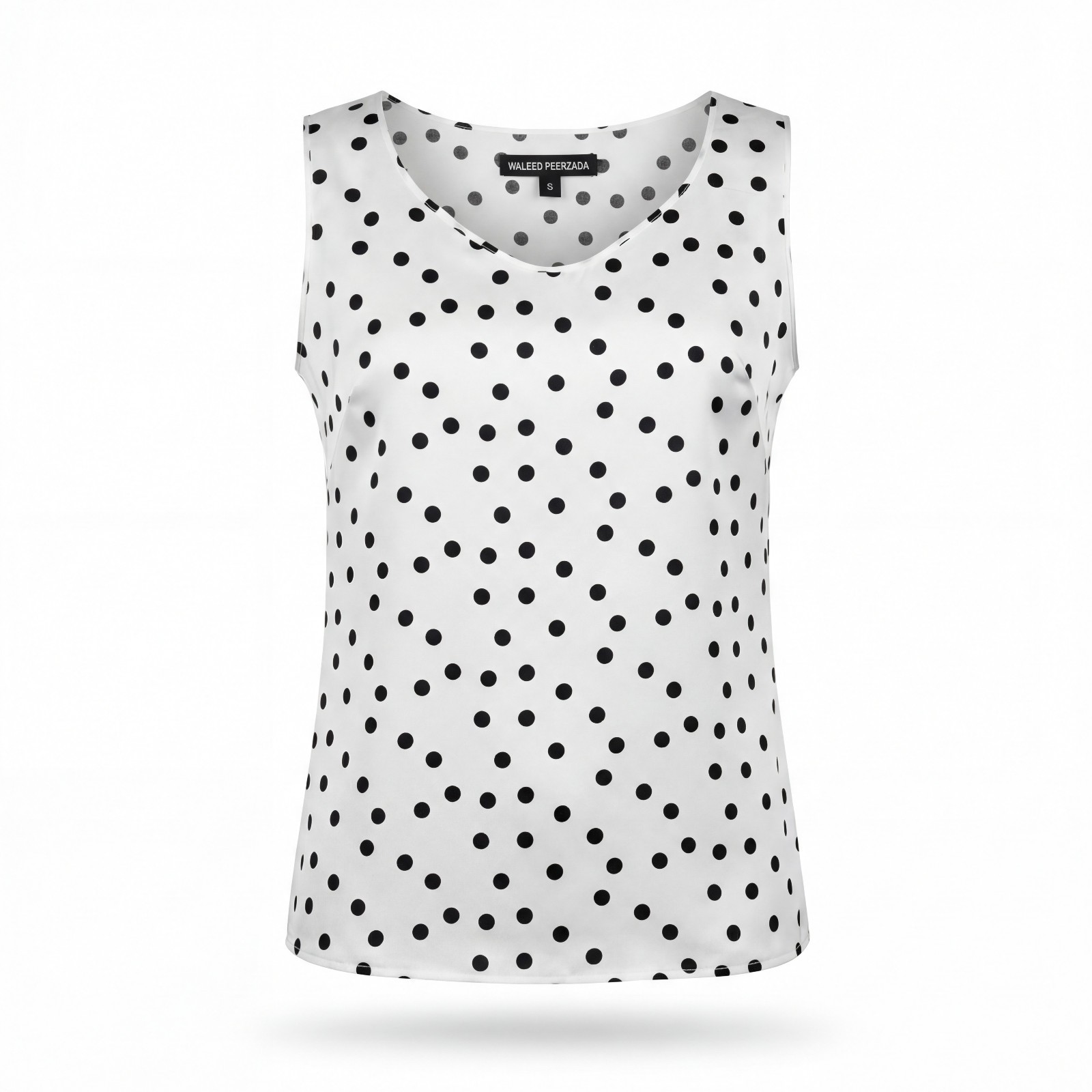 WP Luxury Warm White Polka Dot Virgin Silk Set | Premium Vest & Wide-Leg Trouser