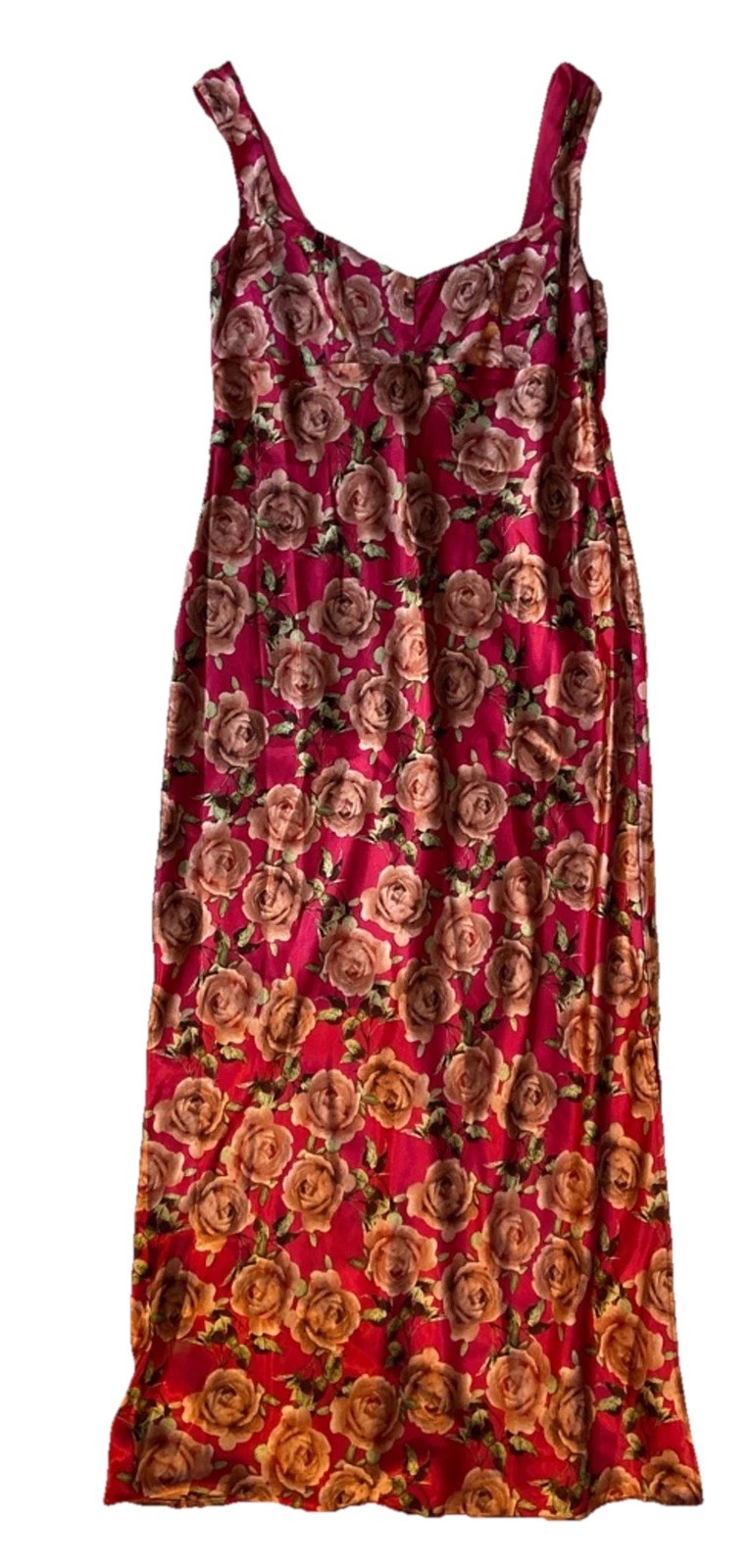 Wild Fable Slip Dress Floral Pink Maxi Satin Bodycon Cocktail Party Size L
