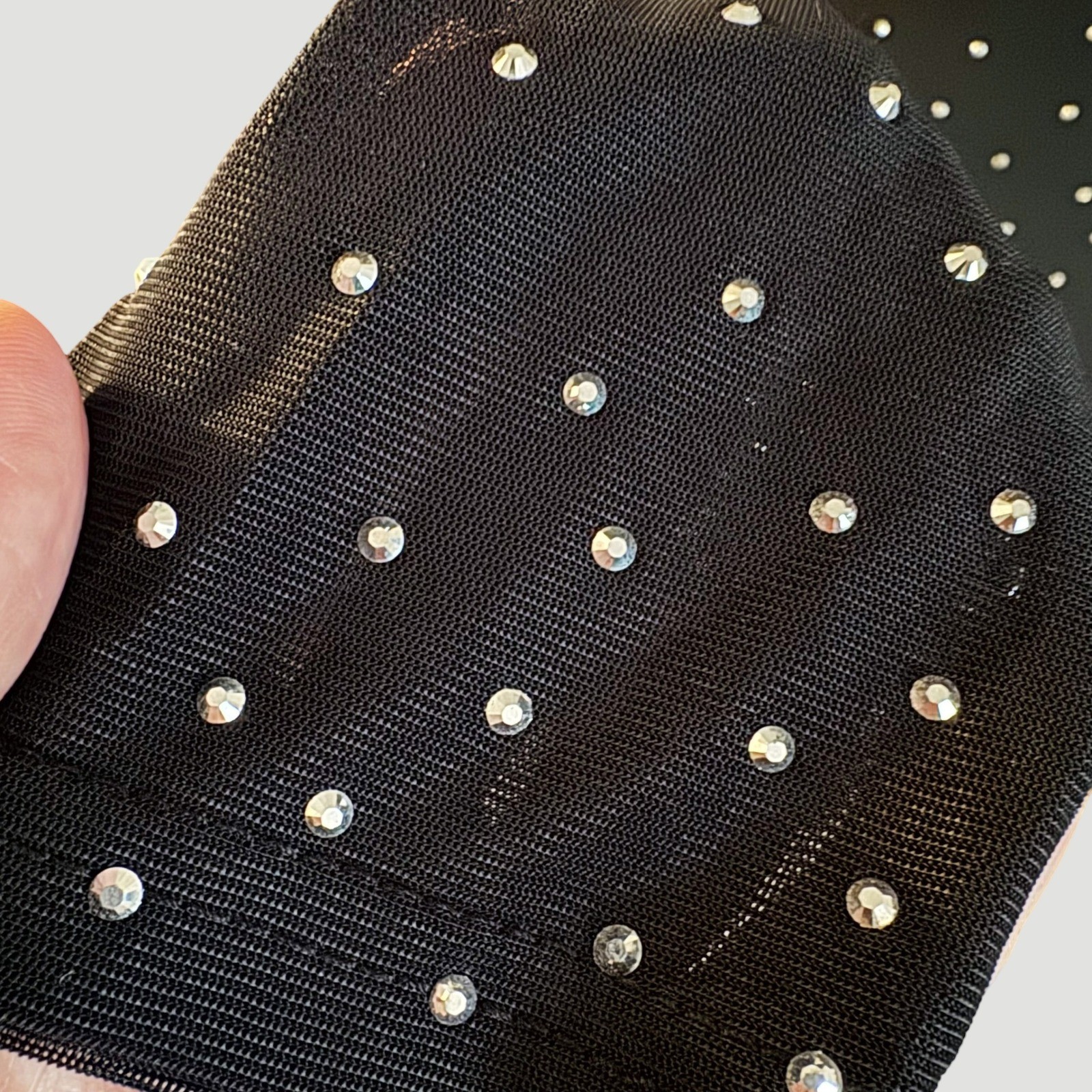 L&B Black Rhinestone Mesh Bodycon Mini Dress Western Glam M Festival Vegas NWT