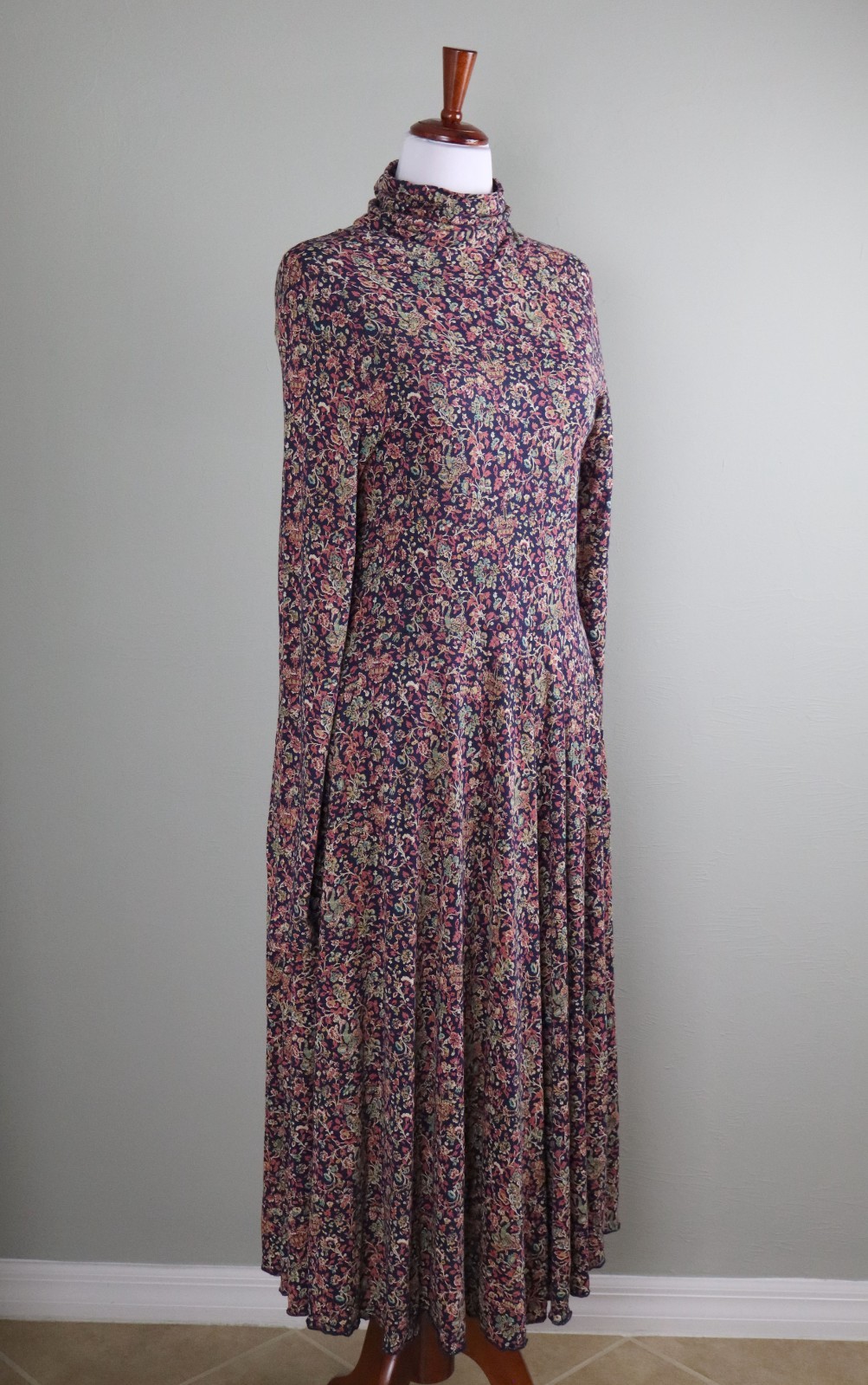PERUVIAN CONNECTION NEW $218 Floral Soft Stretch Turtleneck Midi Dress Size XL