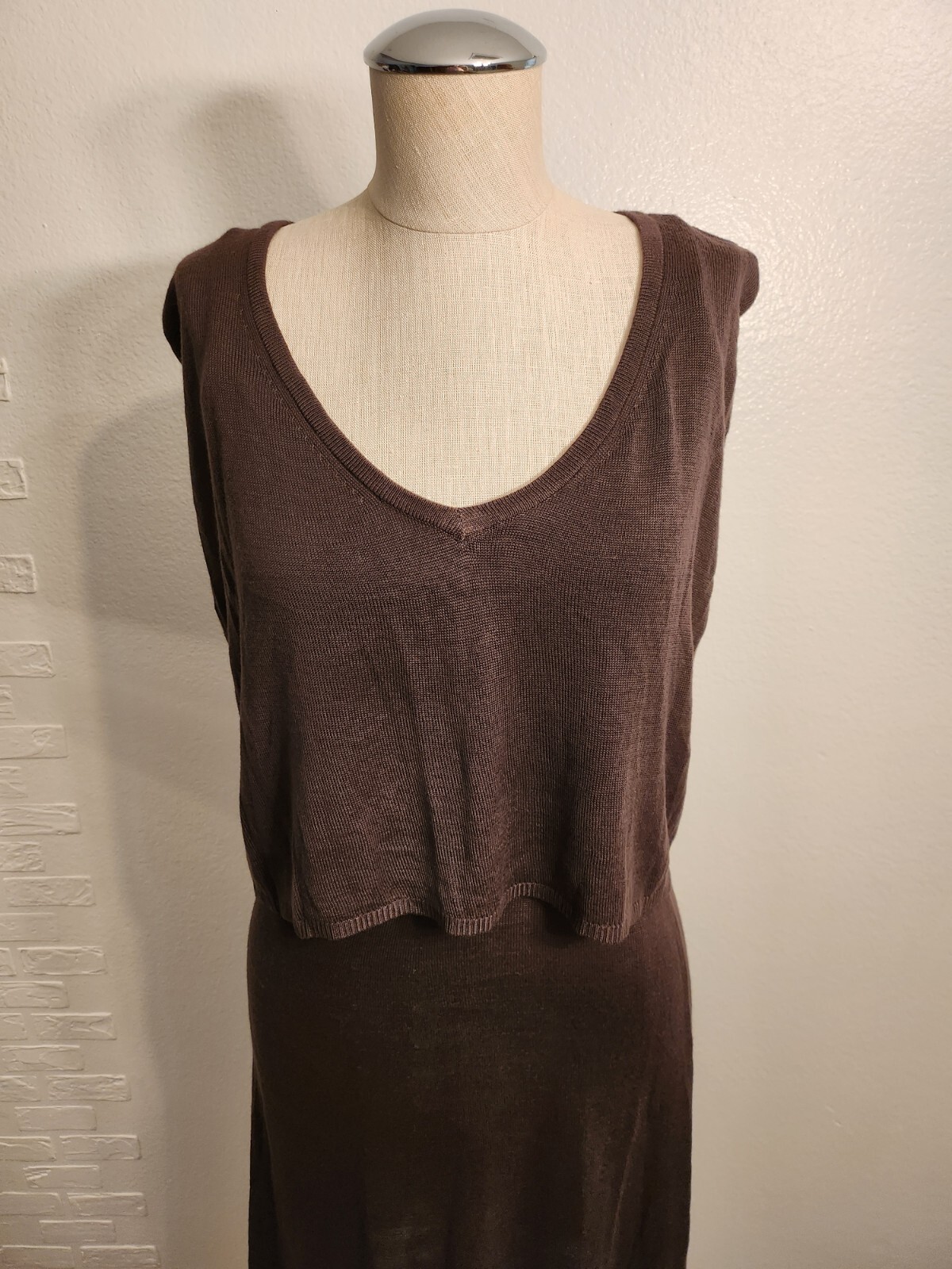 Vertigo Paris Brown Knit Sleeveless Cowl Neck Dress Size Xs