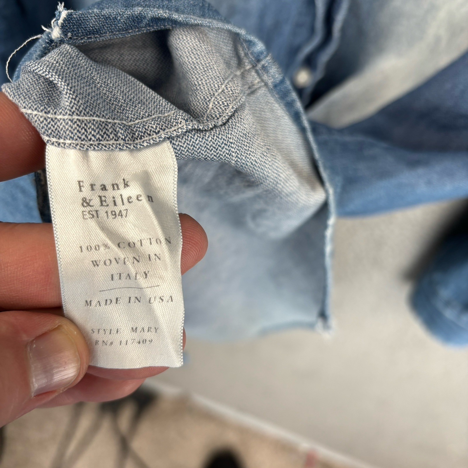 Frank & Eileen Mary Famous Denim Shirt Dress Womens Medium Dark Wash Faded