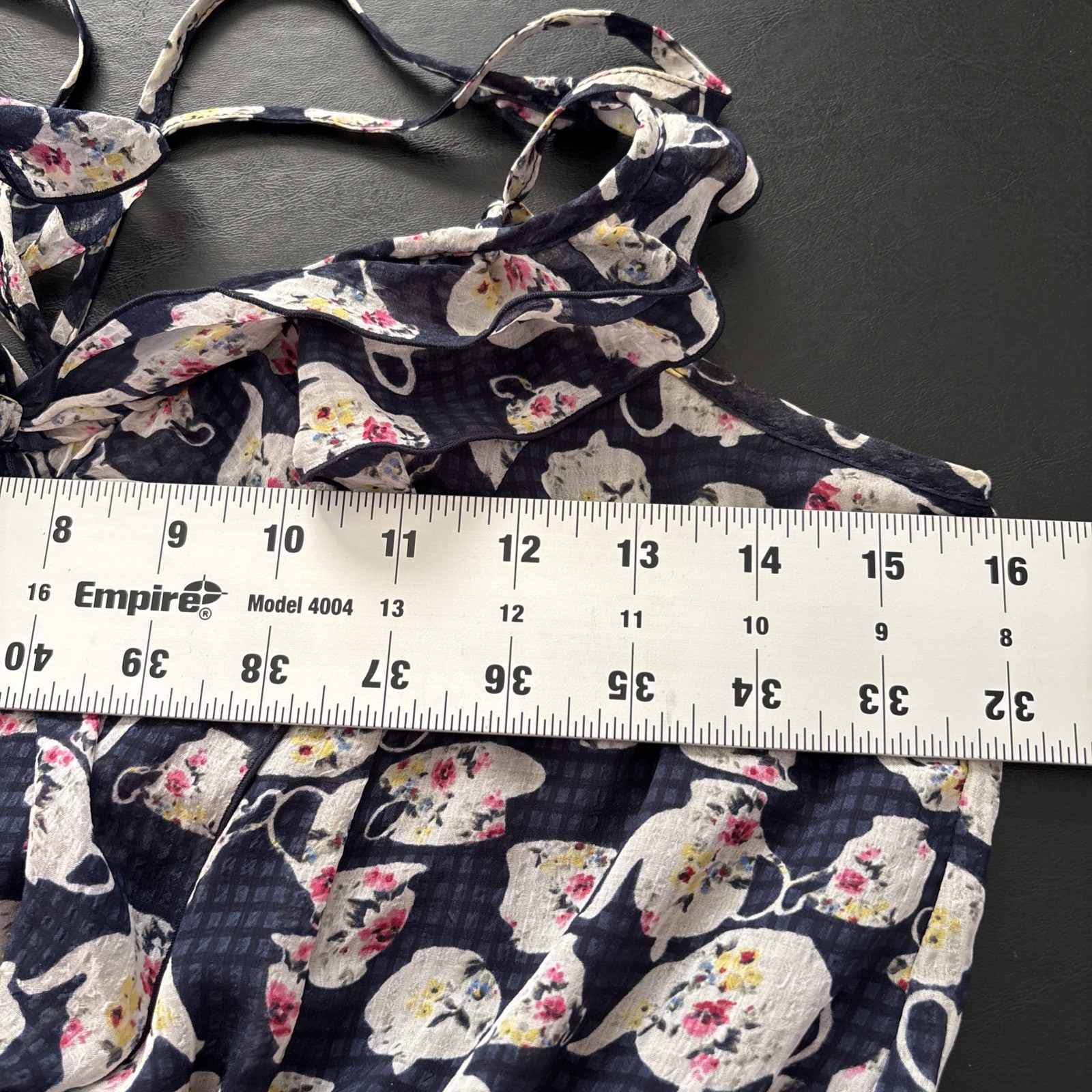 Disney x LC Lauren Conrad Teapot Chiffon Dress Womens S Navy Alice in Wonderland