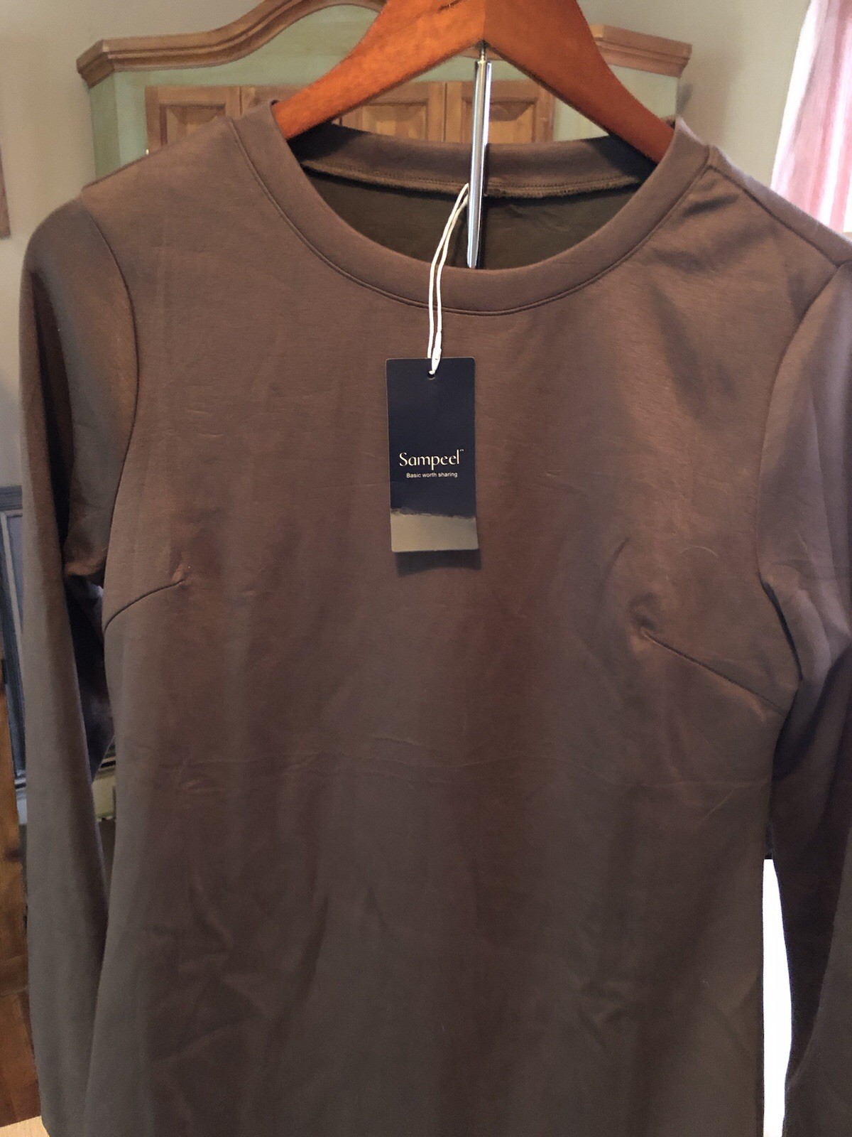 Sampeel Women’s Size Small Brown Soft Fabric Tee Shirt Dress. Loose fitting.New