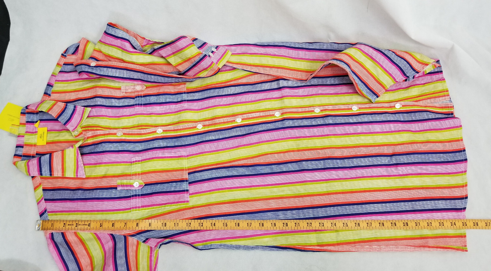 ROBERTA ROLLER RABBIT Womens Shirt Dress Sz LARGE Stripe RAYA Border Linen Beach