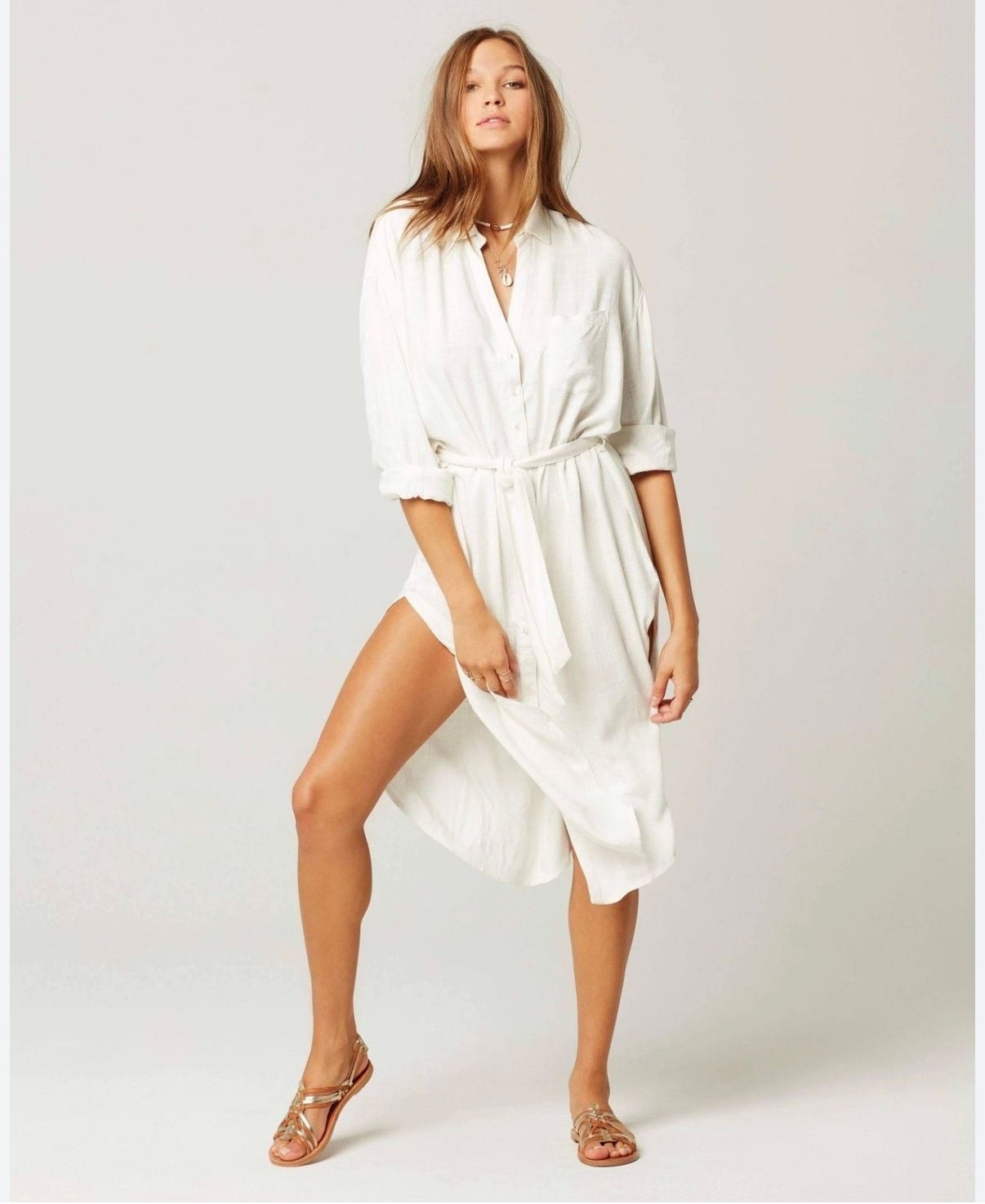 L*SPACE Barcelona Tie-Front Shirt Cover-Up Dress