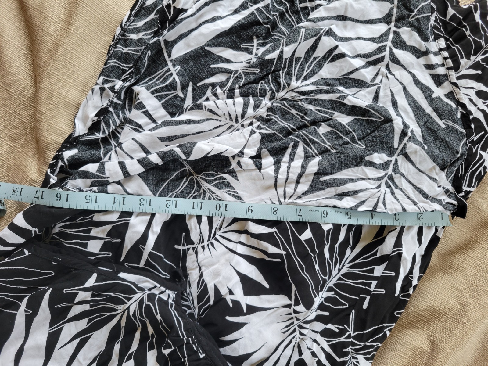 Joyspun Palm Leaf Maxi Dress 3X Black White Coastal Tropical Lounge Nightgown