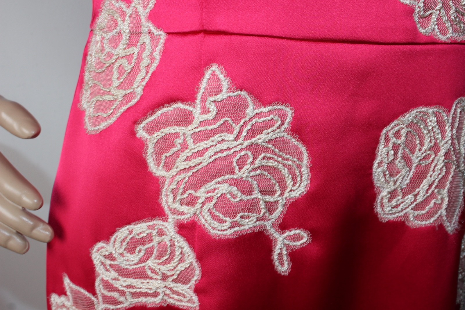 Coast Deep Pink Satin Dress Embroidered Lace Appliqué Occasion Party Evening 10