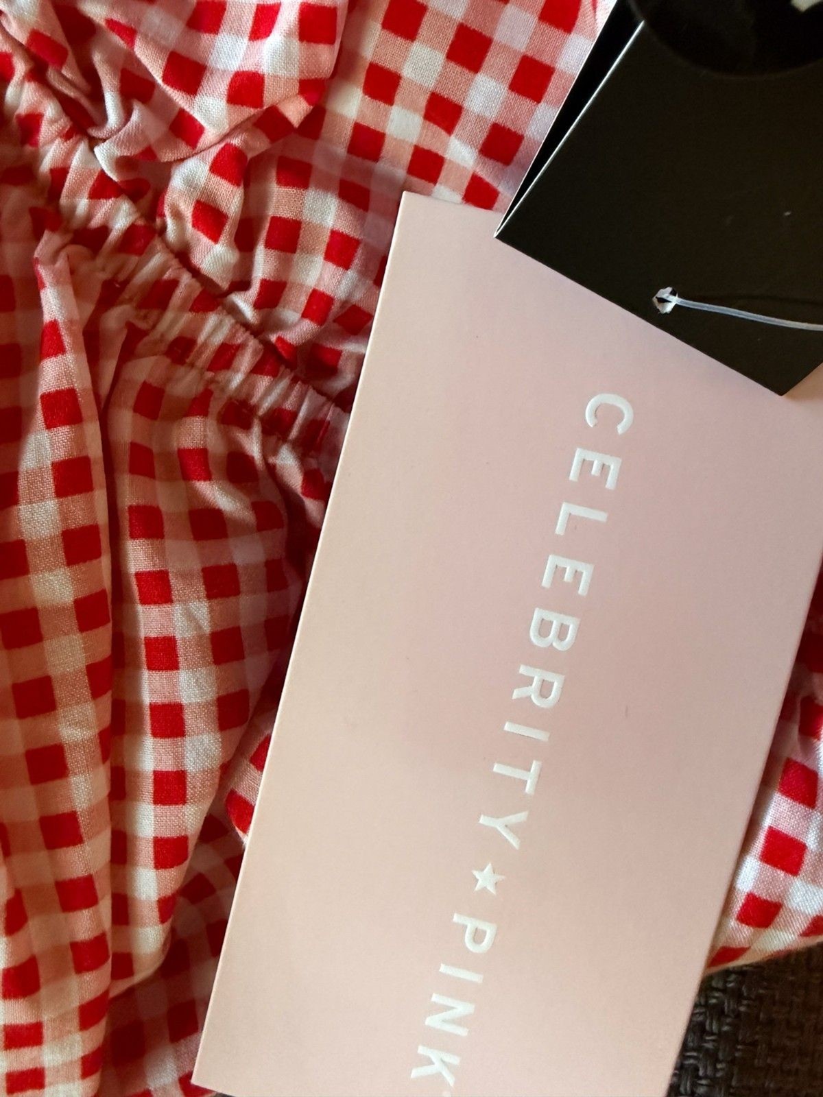 Red and White Gingham Checkered Celebrity Pink XS Dress NWT