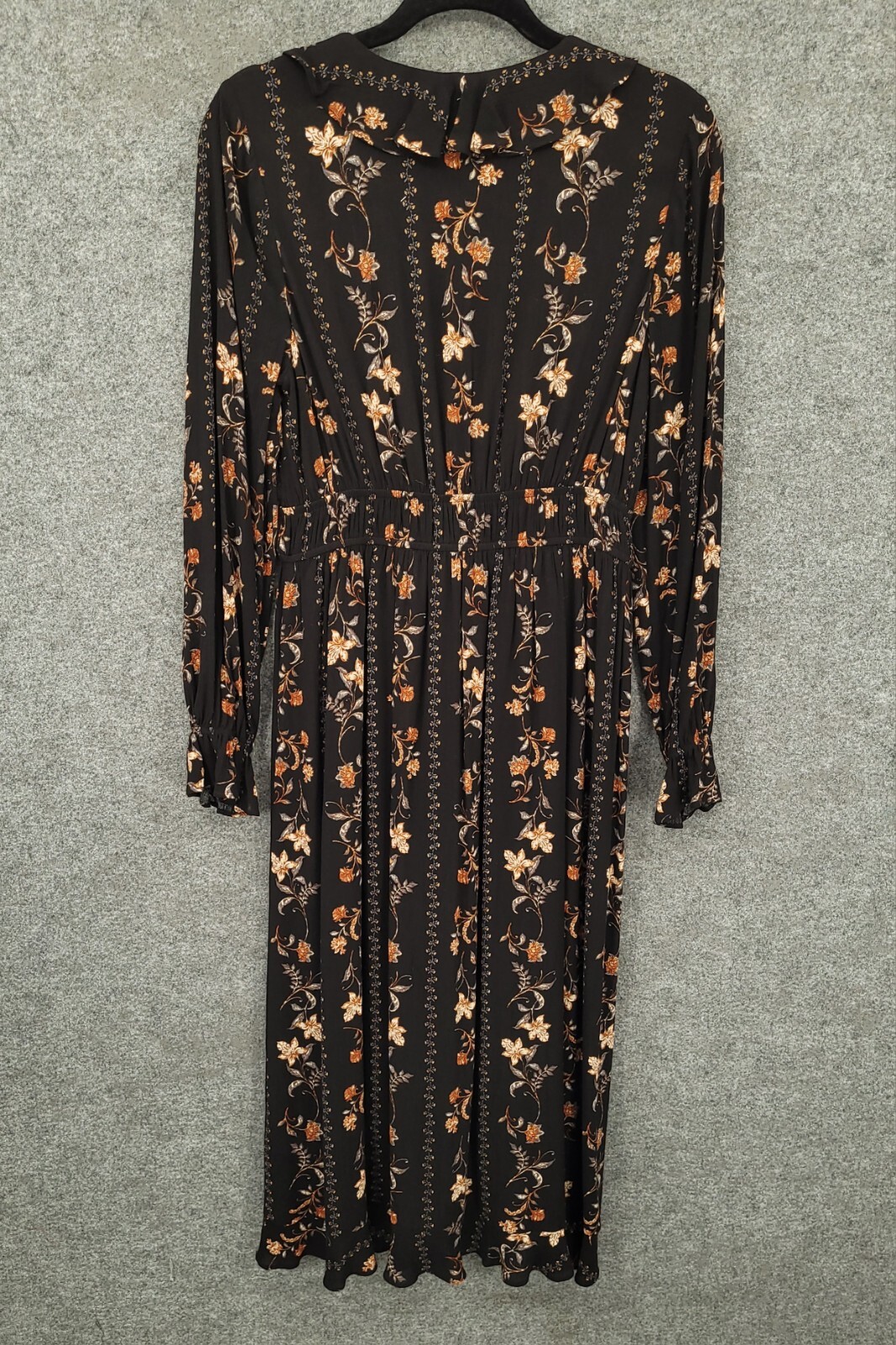 Doe & Rae Midi Dress Womens Small Hi Low Fit & Flare Elastic Waist Black Floral