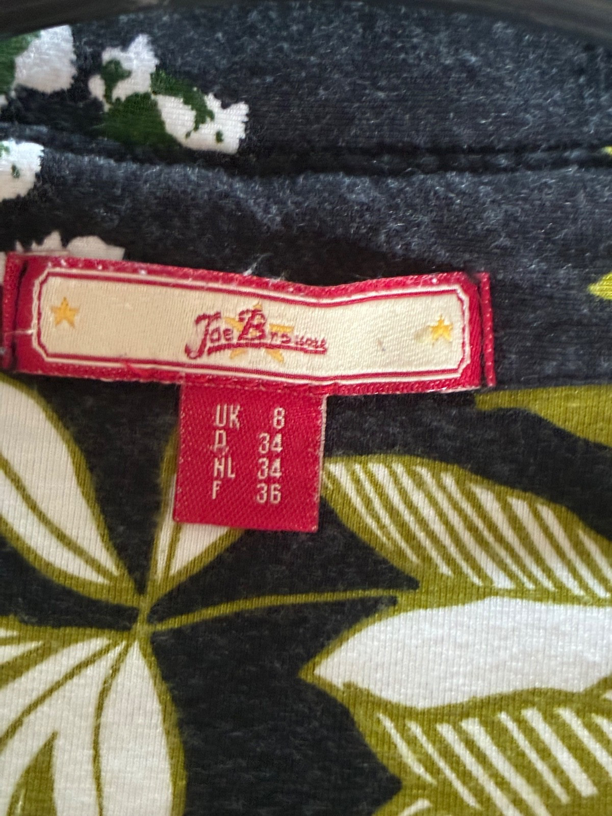 Joe Browns Chartreuse Green Leaf Print Jersey Shirt Dress Size 8 Button Front