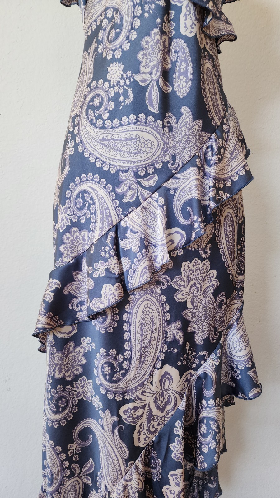 New Anthro Midi Dress Size Medium Purple Satin Paisley Wedding Romantic Prom