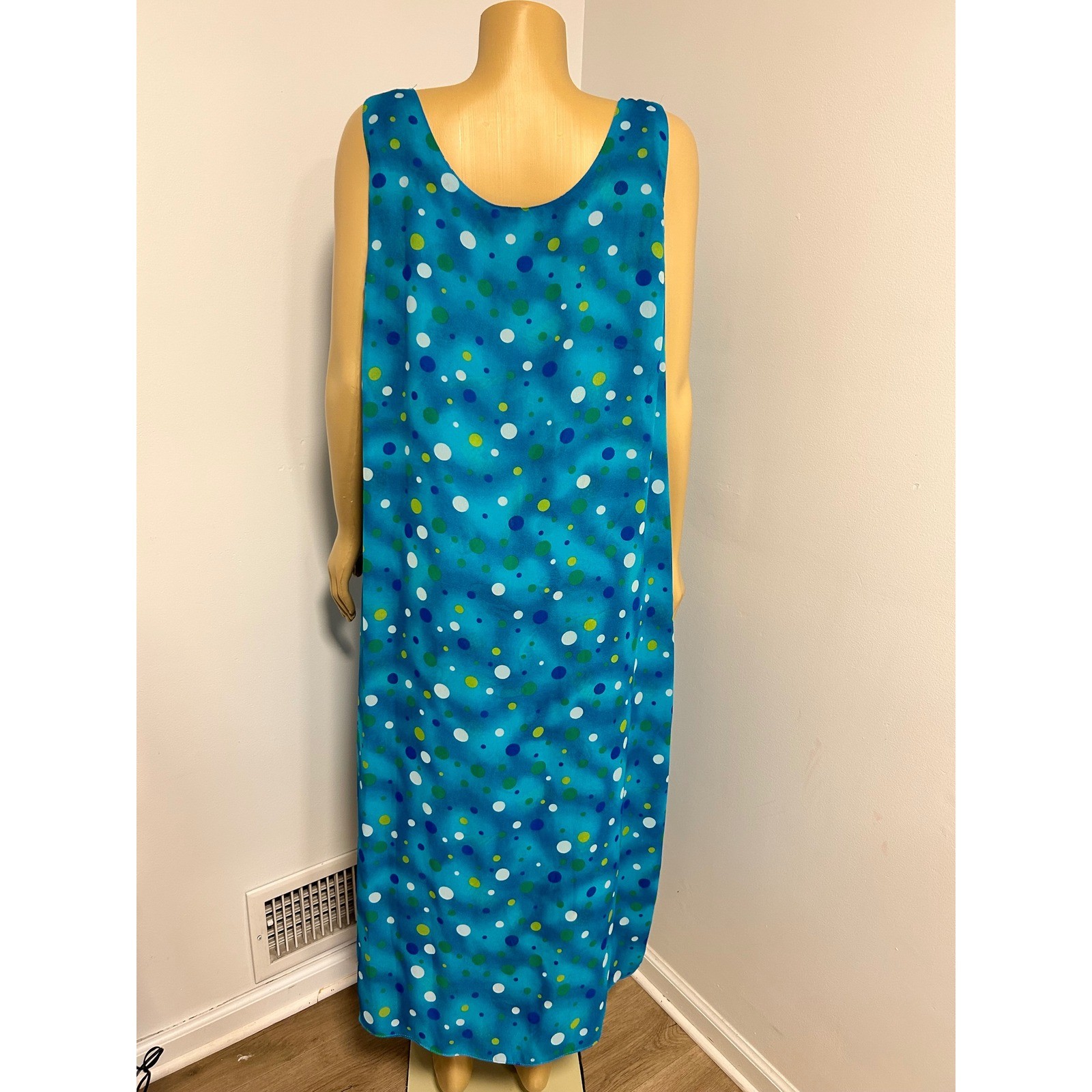Y2K Style Reversible Blue Maxi Dress Novelty Shoe Bag Print Polka Dot Large