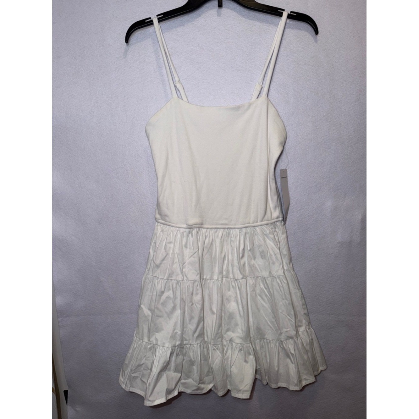 Madden Girl Creamy White Spaghetti Strap Tiered Mini Dress Size M NEW