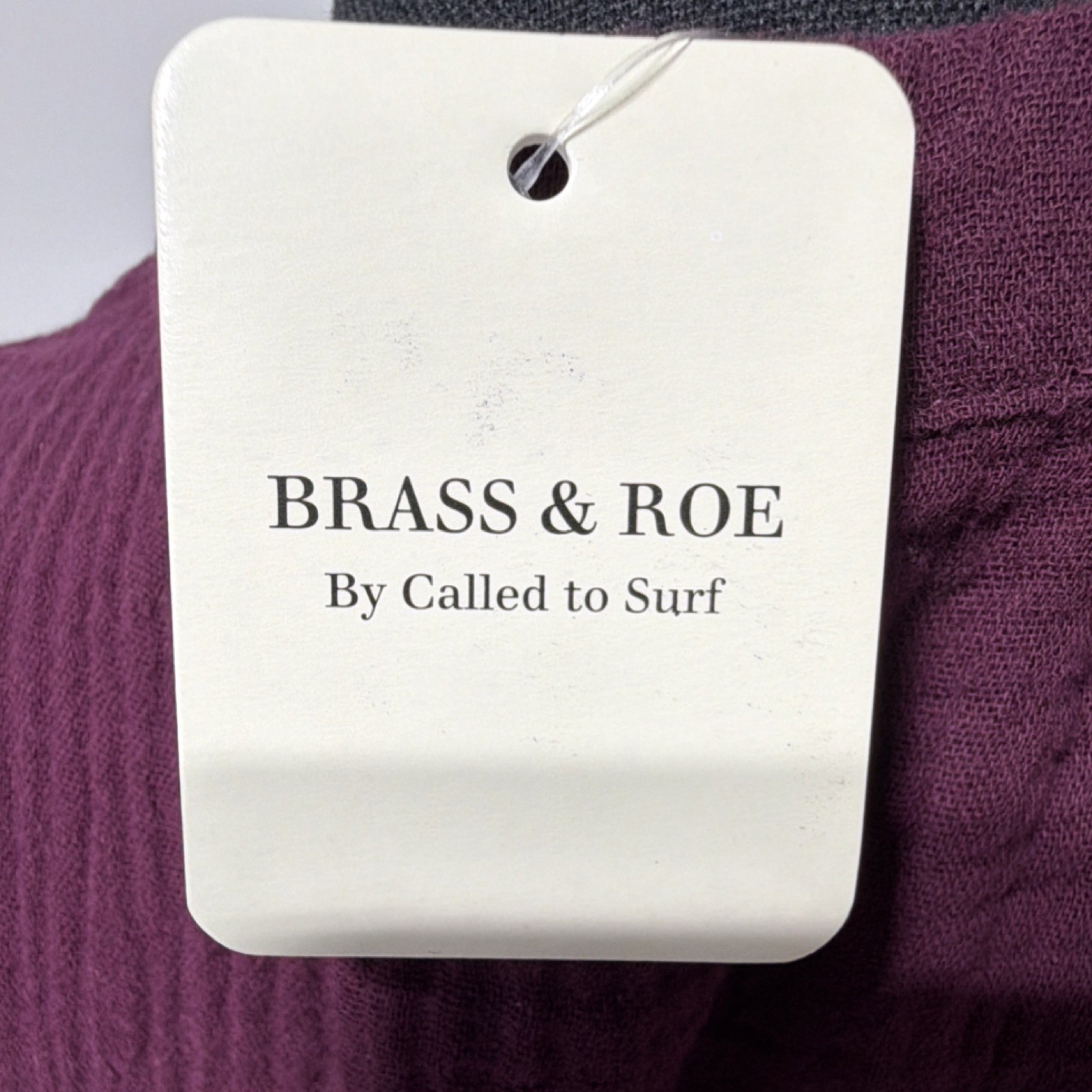 Brass & Roe Plum Gauze Maxi Dress Split Neck Button Long Short Sleeve XS