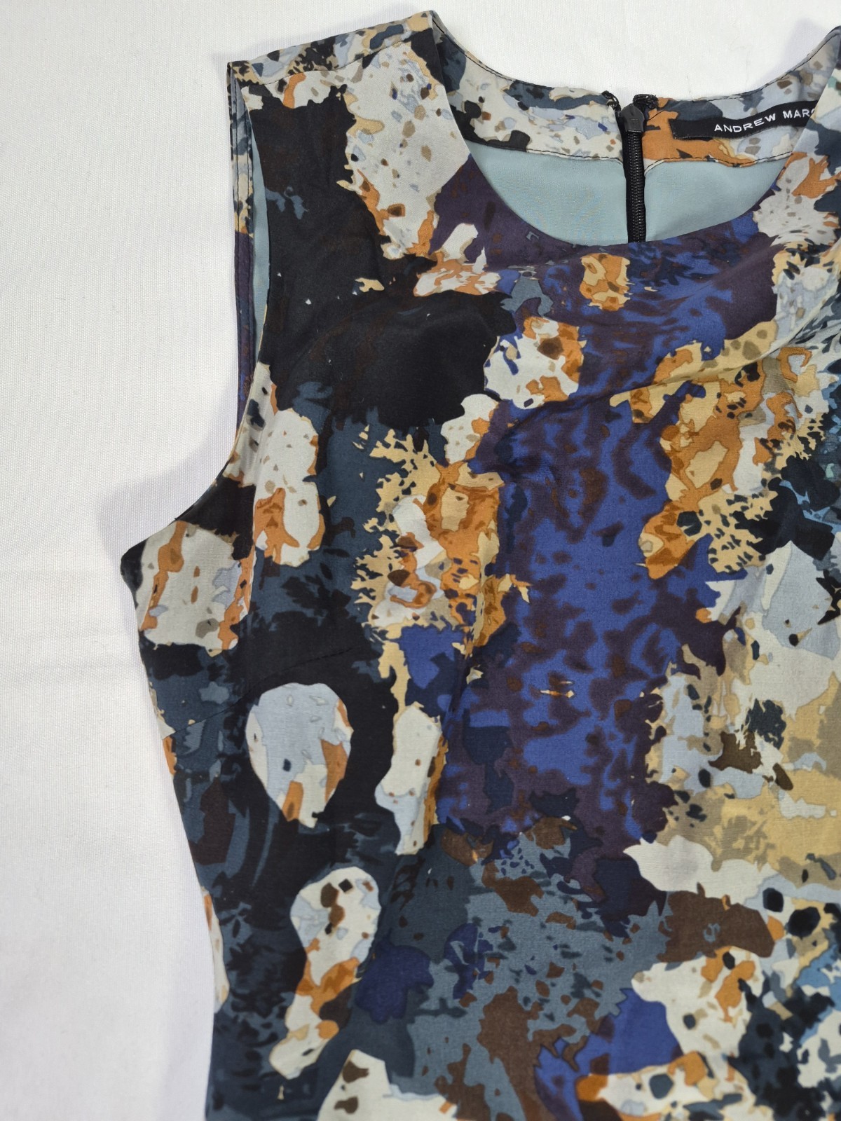 ANDREW MARC ADELE RIVER STONE FLORAL PRINT SILK COTTON SLEEVELESS DRESS$260-sz 0
