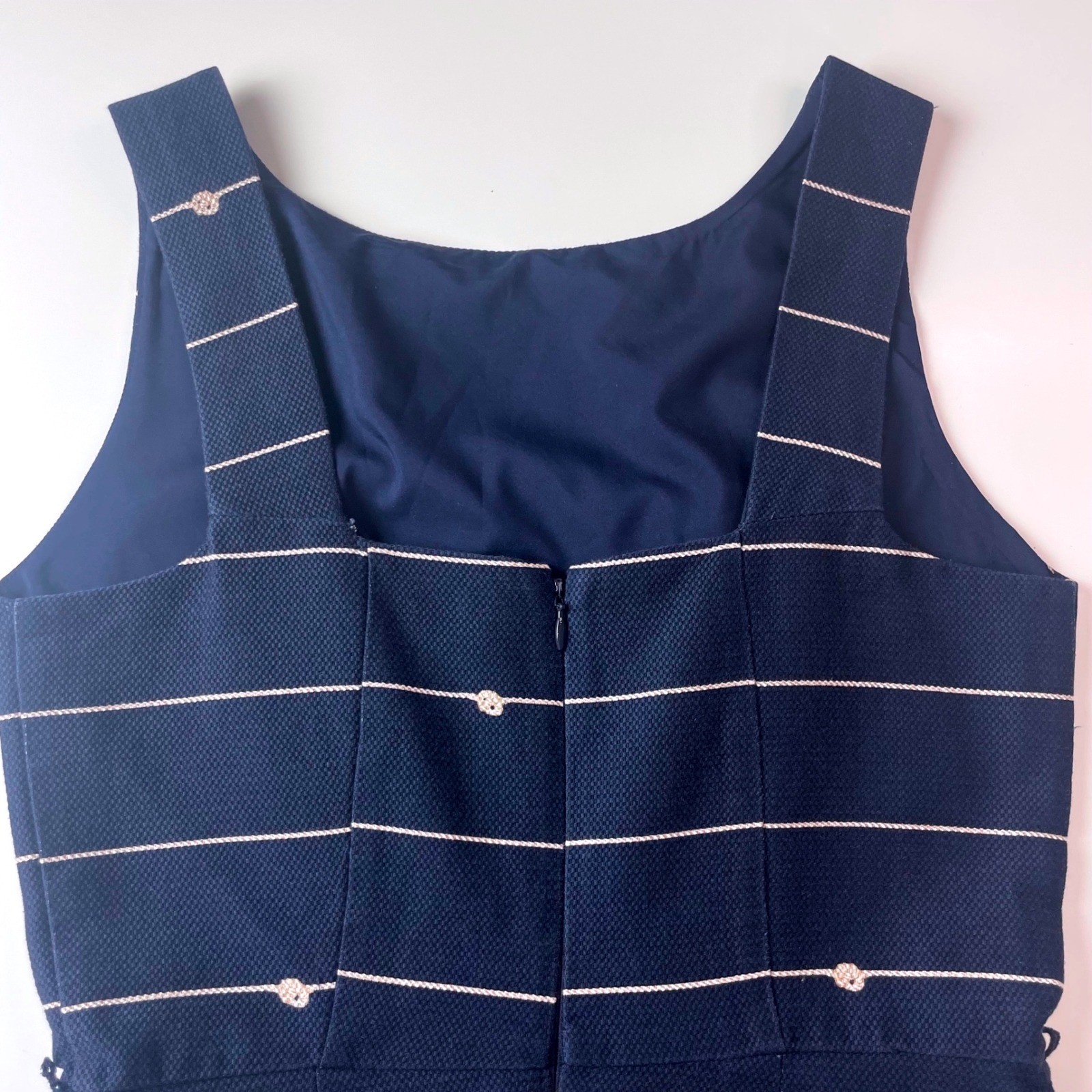 The Limited Navy Blue Nautical Striped Embroidered Sleeveless Dress Size 2
