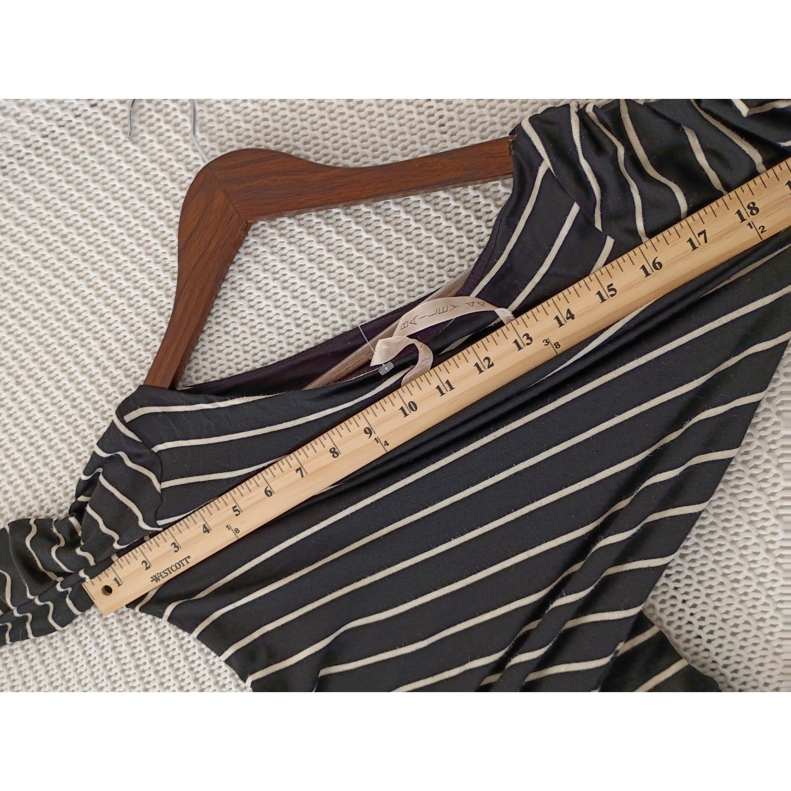 Bailey 44 Nautical Striped Sheath Dress Black Cream 3/4 Sleeve S USA $178