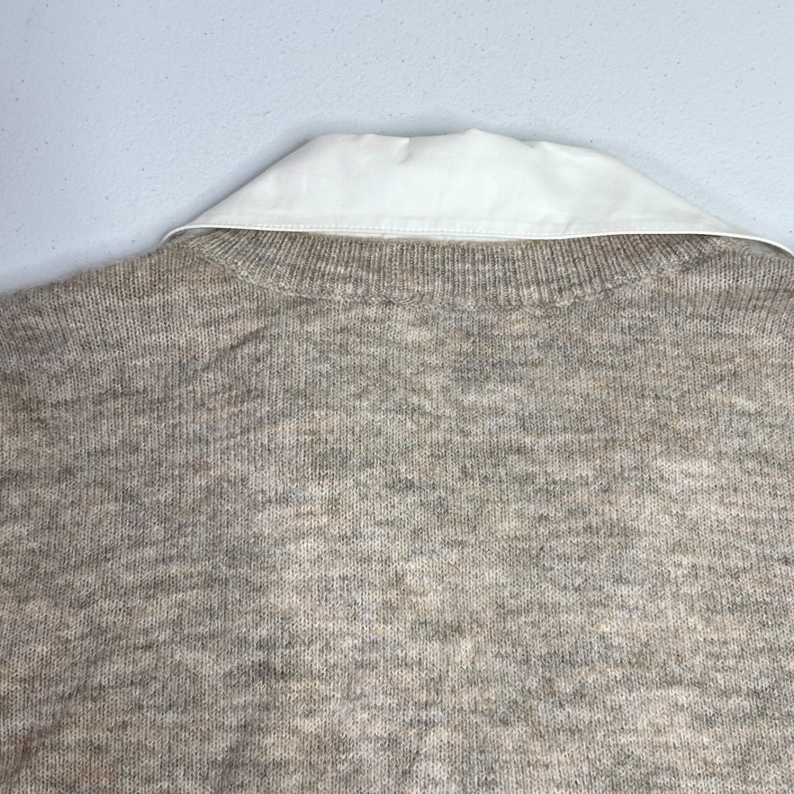 LOFT Outlet Sweater Dress Heather Beige White Collar And Cuffs Womens Size Small
