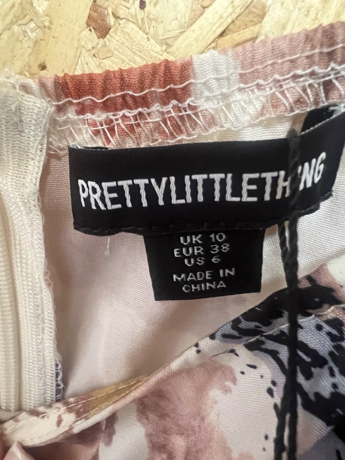 PrettyLittleThing Multi Abstract Print Puff Sleeve Shift Dress UK 10 BNWT Summer