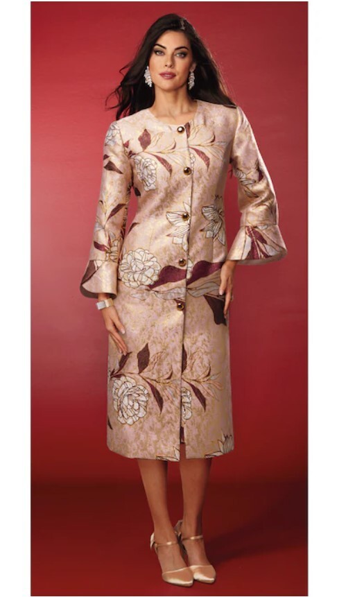22W PLUS Midnight Velvet Beige Pink Wedding Church Regina Floral Jacket Dress