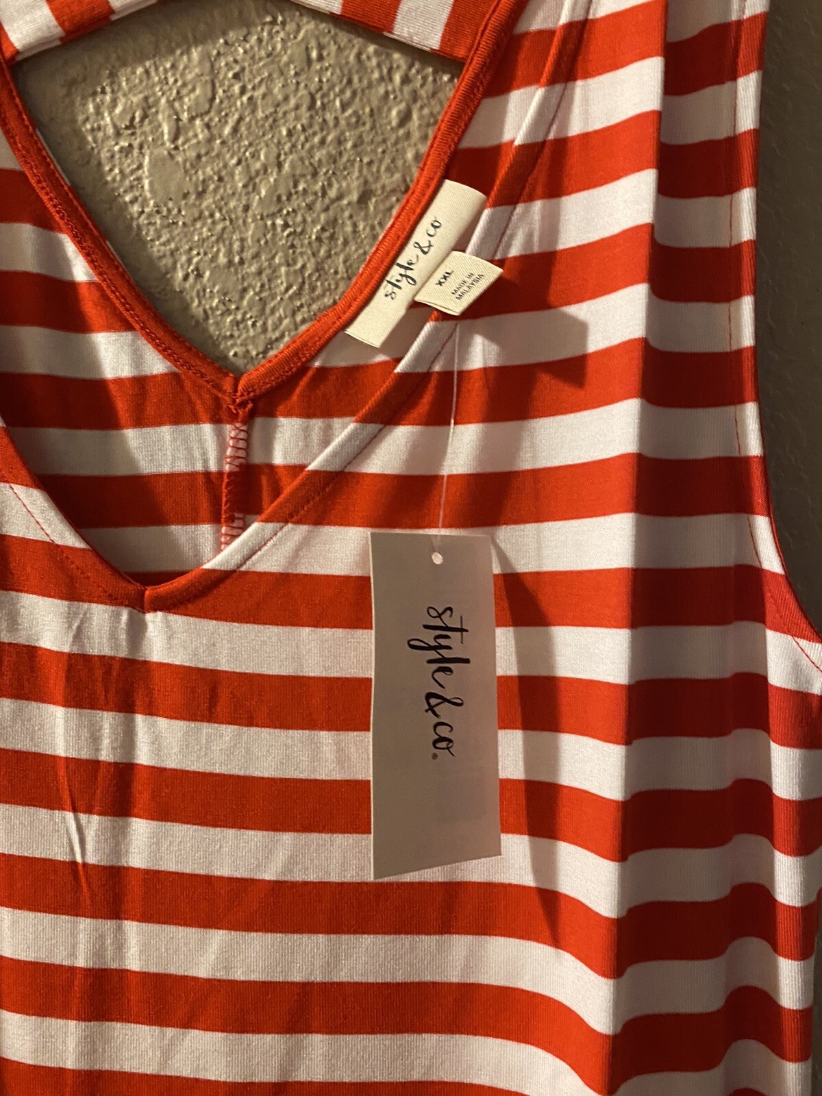 red striped dress size xl polyester Spandex knee length criss cross back