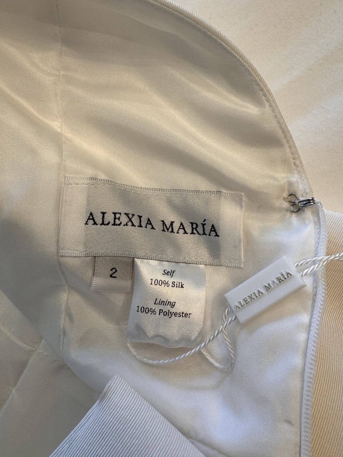 Alexia Maria Ella Silk Faille Mini Dress Cream Size 2 – New w/Tags