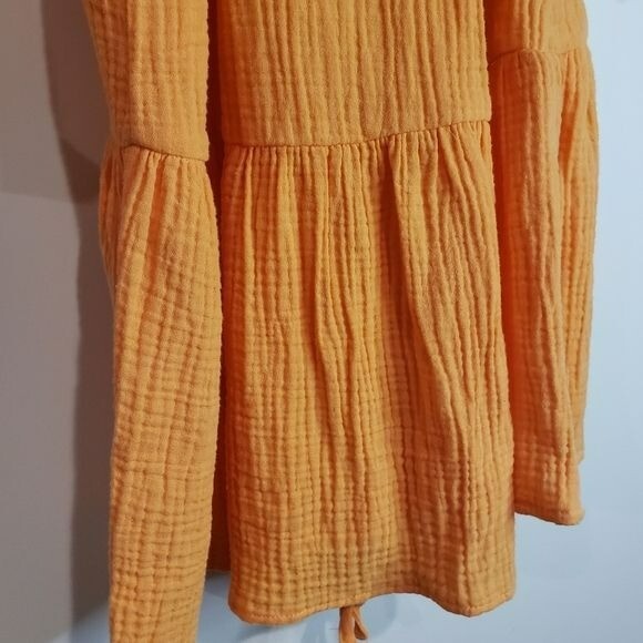 Magaschoni 100% Organic Cotton Gauze Button Front L/S Dress Sz S NWT