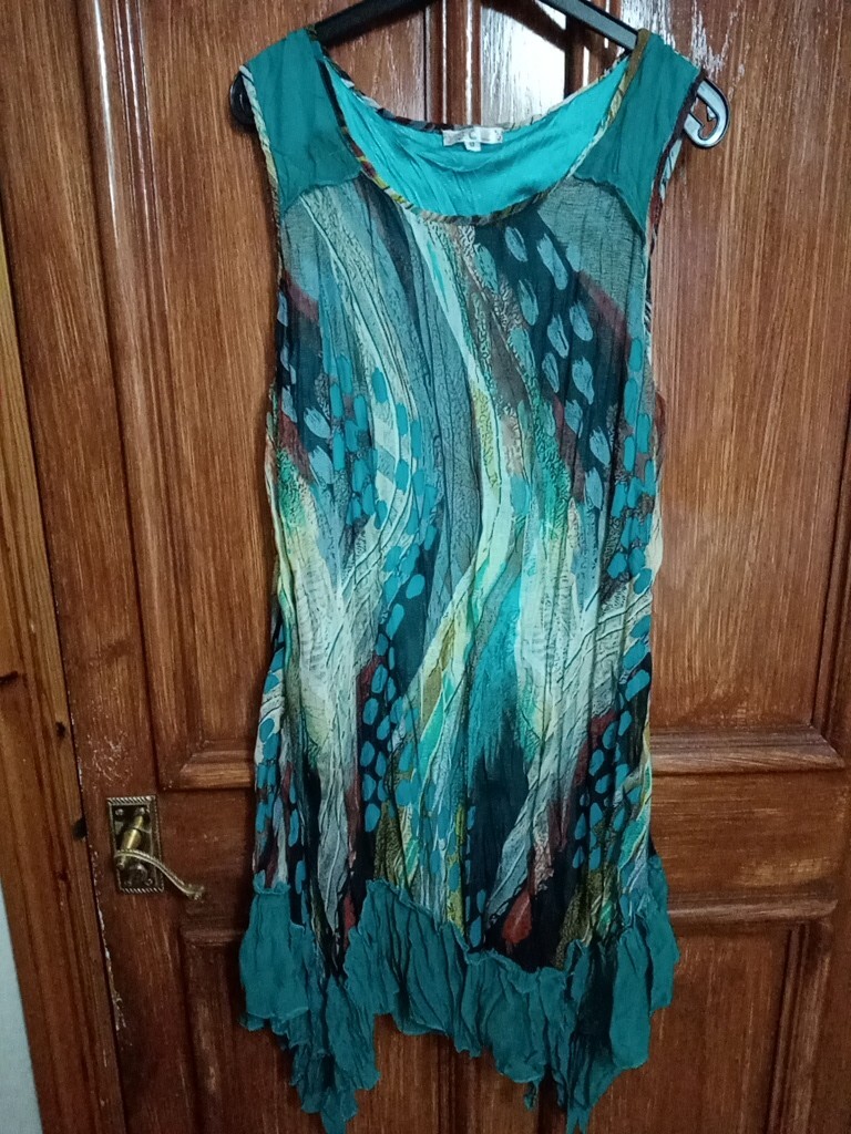 Two Green Lined Summer Dresses (Length 30 inches) Size M