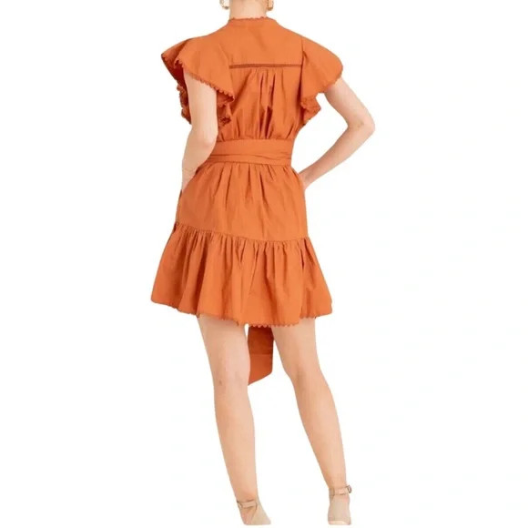 Secret Mission $368 Women’s Bartolina Mini Dress Embroidered Tiered Ruffle Small