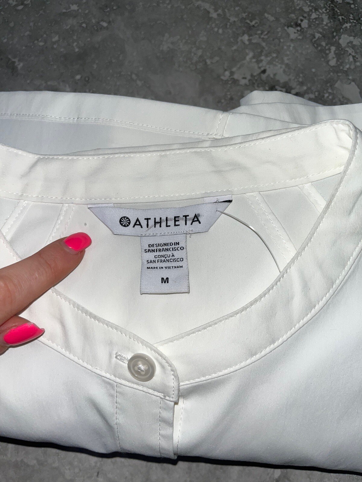 Athleta White Long Sleeve Button Shirt Dress Midi Cinched Waist Pocket M New