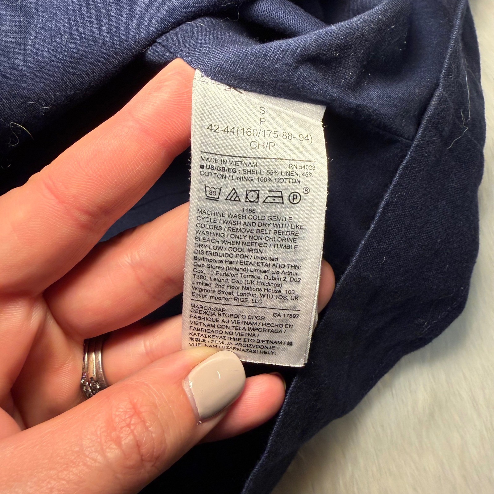 Gap Navy Blue Linen Cotton Halter Button Front Utility Midi Dress Small Preppy