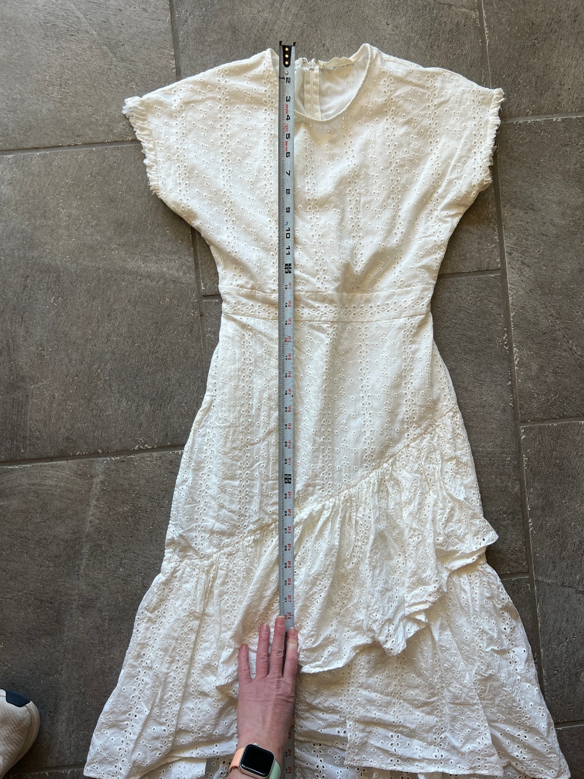 Rachel Parcell White Cotton Eyelet Midi Dress Ruffle Garden Wedding Cottage Smal
