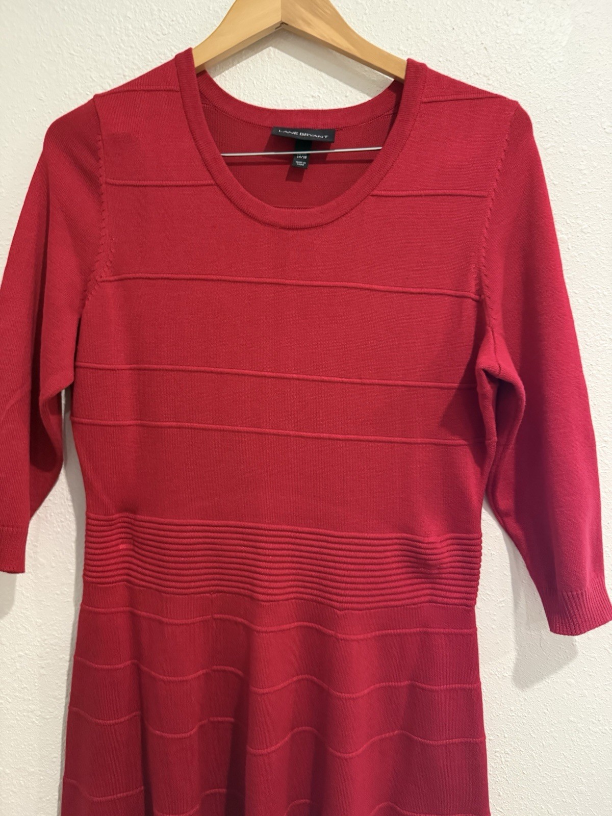 Red sweater Dress Hits About 2” Above Knee, Simple Design, Easy To Wear! 14-16W