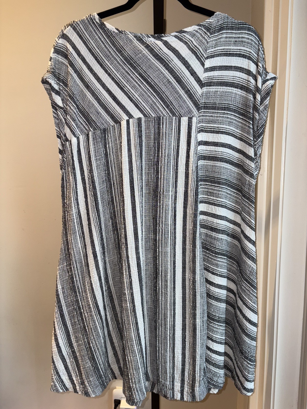 Free People Mixed Stripe Linen Blend Dress Medium Oversized Tunic Top Coverup