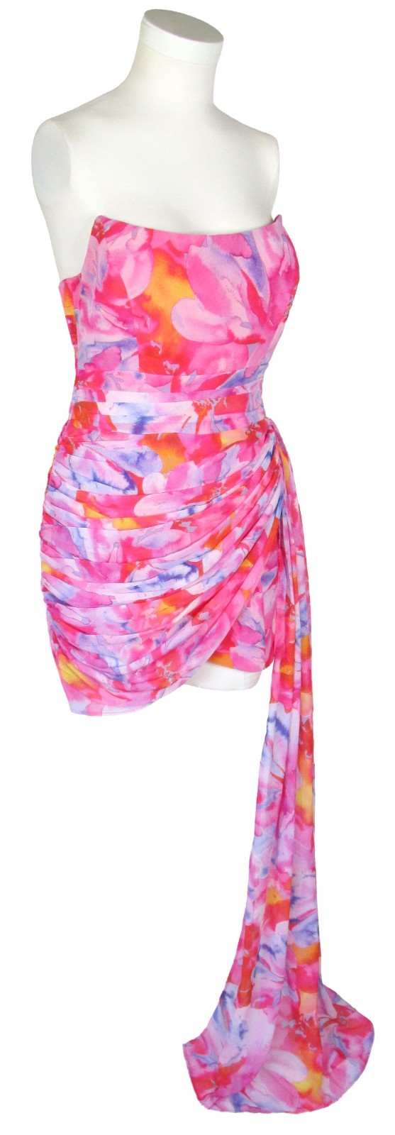 Sz M / US 6 Runaway The Label Stella Mini Dress Pink Watercolor Sunset Chiffon
