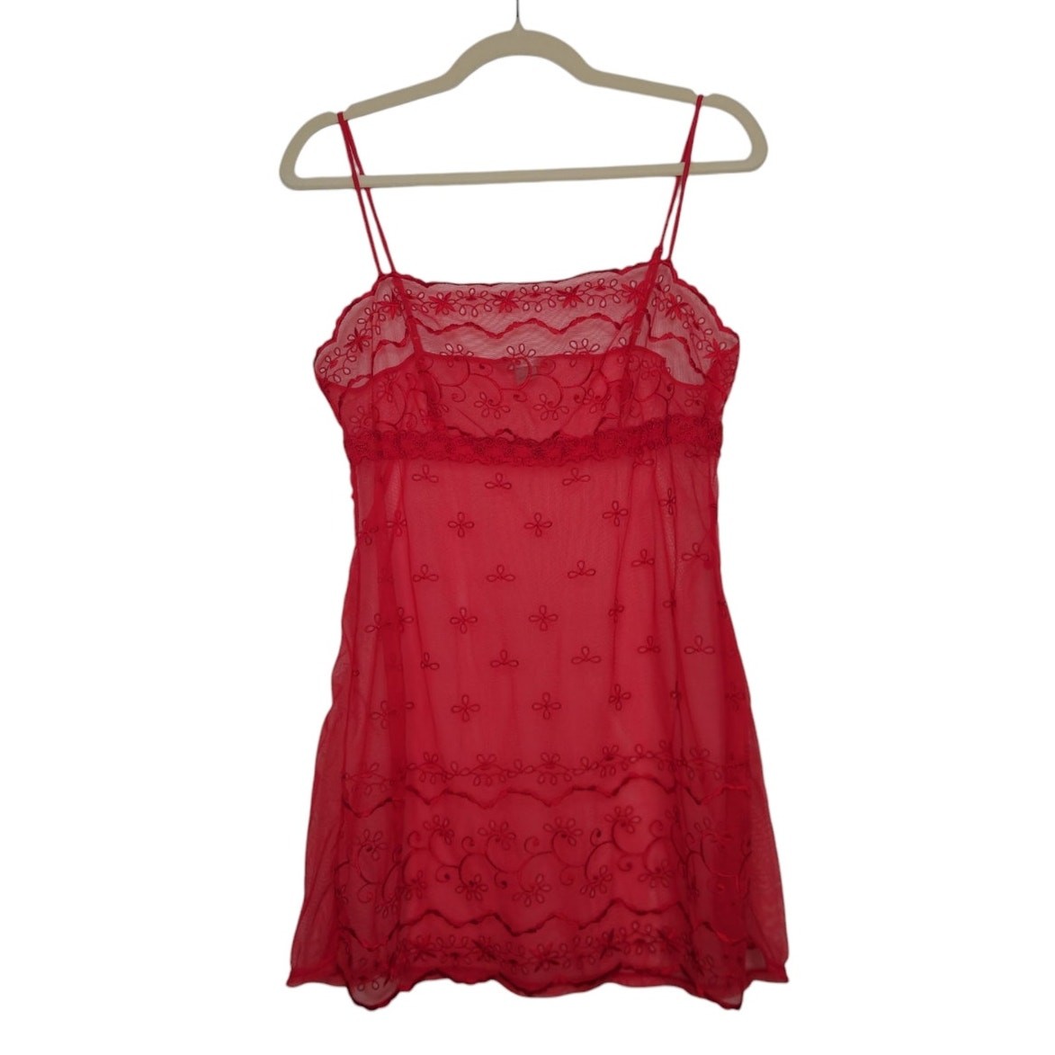 y2k Victoria’s Secret Red Mini Dress Floral Flowers Sheer Witchy Fairy Large