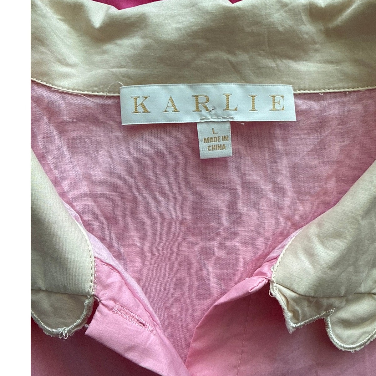 Karlie Scalloped Button Front Cutie Pie Mini Dress Pink Size Large