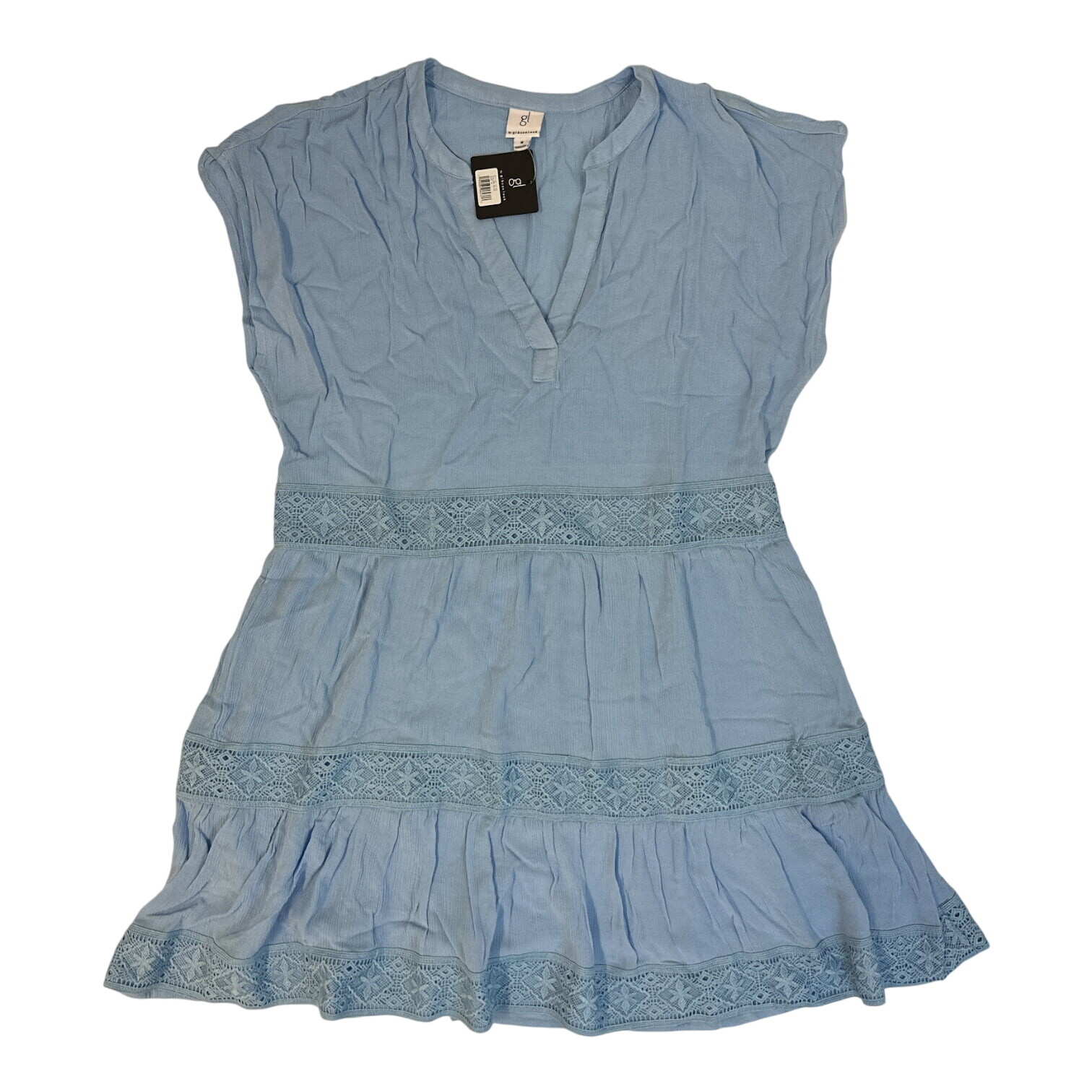 gl By Gibson Look Women’s Split Neck Tiered Easy Fitting Dress 14194 L M XL