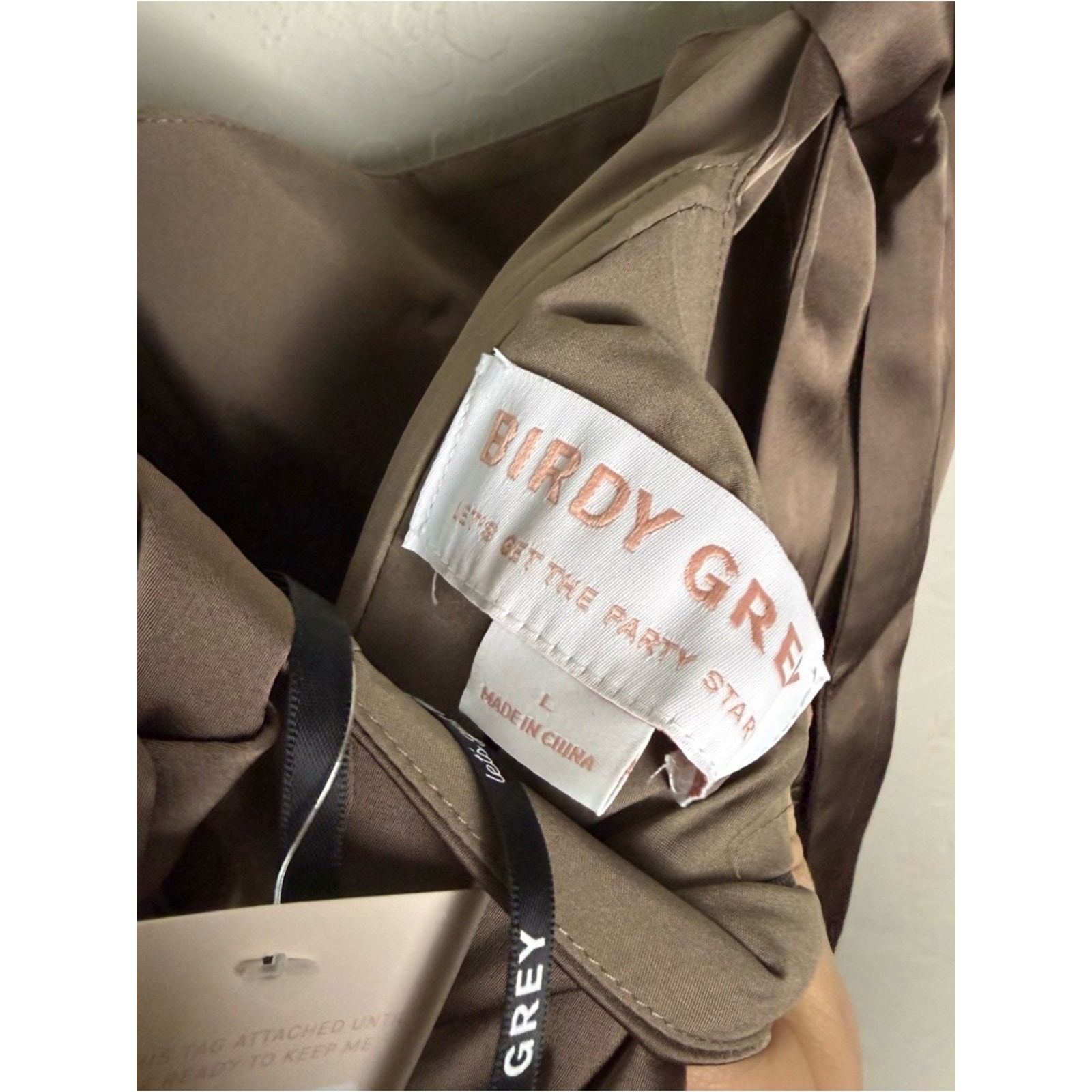 Birdy Grey Alex Dress Matte Satin Mocha Brown Large NWT