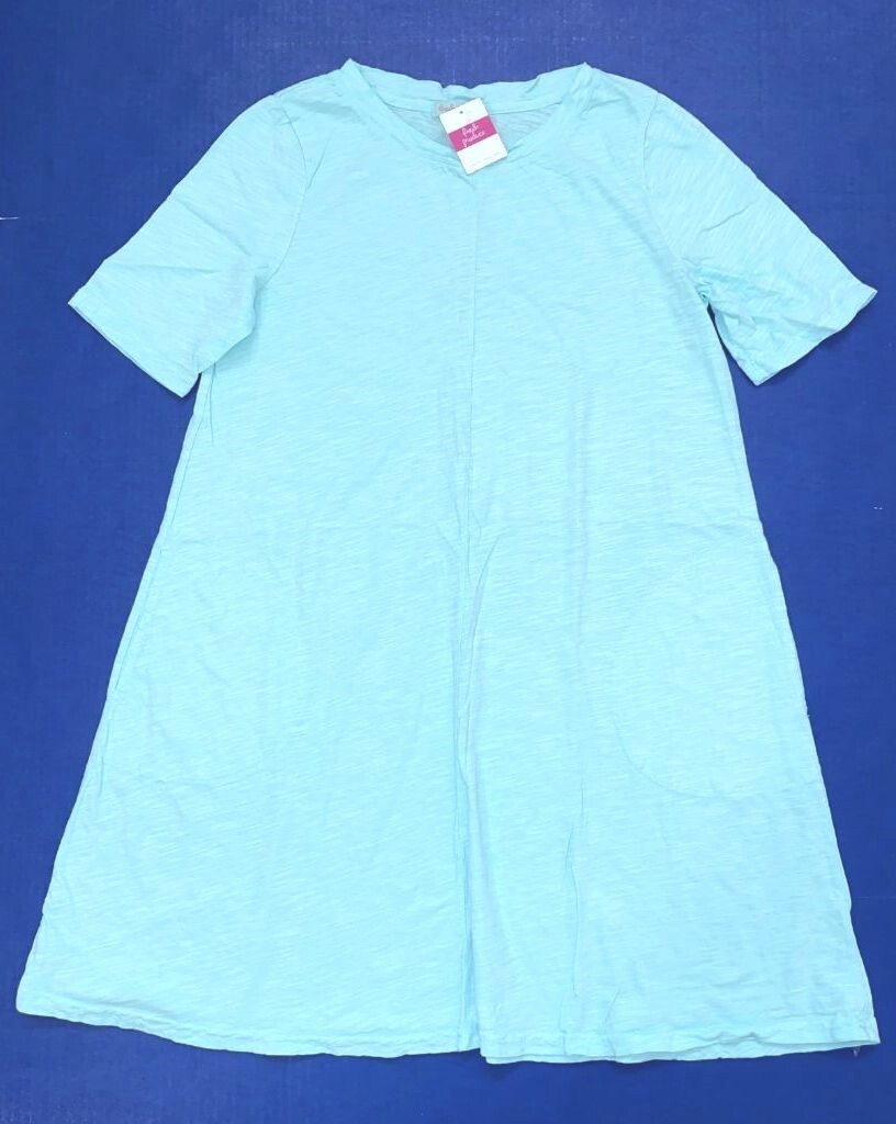 FRESH PRODUCE Medium Swimming Blue $65 Lorna Jersey Cotton Flounce Dress NWT M
